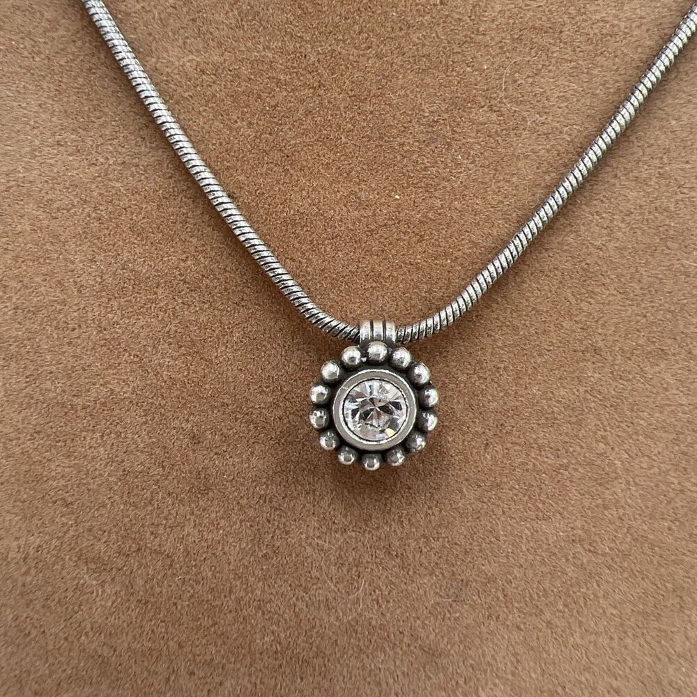Brighton Twinkle Silver & Crystal Pendant Necklace Retired Dainty Sophisticated